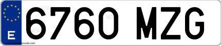 Ejemplo de matrícula española 6760 MZG