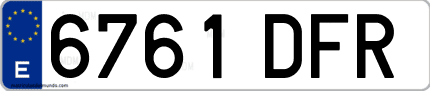 Ejemplo de matrícula de coche ordinaria 6761 DFR