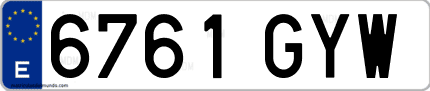Ejemplo de matrícula de coche ordinaria 6761 GYW