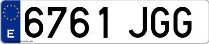 Ejemplo de matrícula española 6761 JGG
