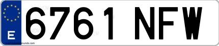 Ejemplo de matrícula española 6761 NFW
