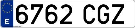 Ejemplo de matrícula española 6762 CGZ
