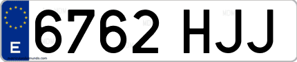 Ejemplo de matrícula de coche ordinaria 6762 HJJ