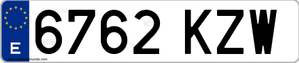 Ejemplo de matrícula de coche ordinaria 6762 KZW