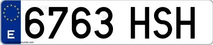 Ejemplo de matrícula española 6763 HSH