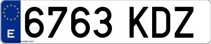 Ejemplo de matrícula española 6763 KDZ