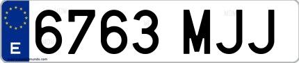 Ejemplo de matrícula española 6763 MJJ