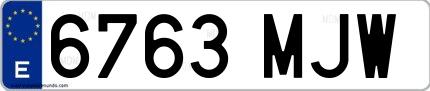 Ejemplo de matrícula española 6763 MJW
