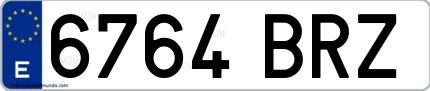 Ejemplo de matrícula española 6764 BRZ