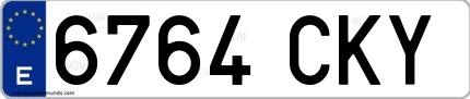 Ejemplo de matrícula española 6764 CKY