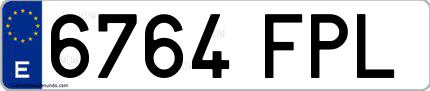 Ejemplo de matrícula española 6764 FPL