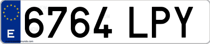 Ejemplo de matrícula de coche ordinaria 6764 LPY
