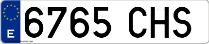 Ejemplo de matrícula de coche ordinaria 6765 CHS