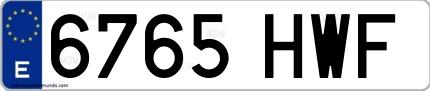 Ejemplo de matrícula española 6765 HWF