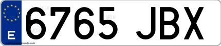 Ejemplo de matrícula española 6765 JBX