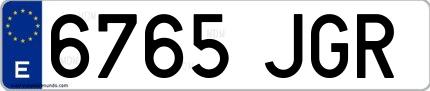 Ejemplo de matrícula española 6765 JGR