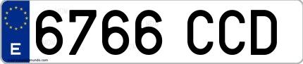 Ejemplo de matrícula española 6766 CCD