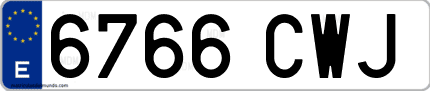 Ejemplo de matrícula de coche ordinaria 6766 CWJ
