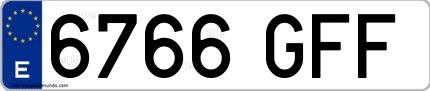 Ejemplo de matrícula española 6766 GFF