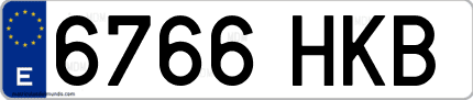Ejemplo de matrícula de coche ordinaria 6766 HKB