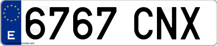 Ejemplo de matrícula de coche ordinaria 6767 CNX