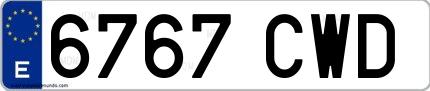 Ejemplo de matrícula española 6767 CWD