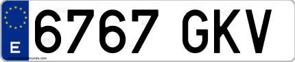 Ejemplo de matrícula de coche ordinaria 6767 GKV
