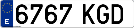 Ejemplo de matrícula de coche ordinaria 6767 KGD