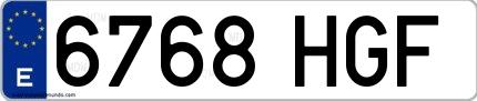 Ejemplo de matrícula española 6768 HGF