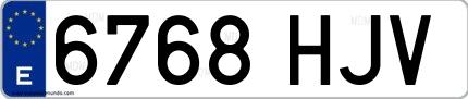 Ejemplo de matrícula española 6768 HJV