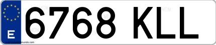 Ejemplo de matrícula española 6768 KLL
