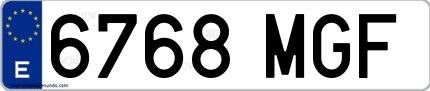 Ejemplo de matrícula española 6768 MGF