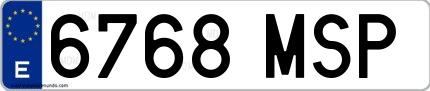 Ejemplo de matrícula española 6768 MSP
