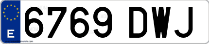 Ejemplo de matrícula de coche ordinaria 6769 DWJ