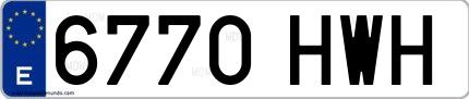 Ejemplo de matrícula española 6770 HWH