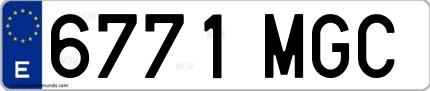 Ejemplo de matrícula española 6771 MGC
