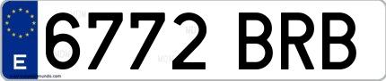 Ejemplo de matrícula española 6772 BRB