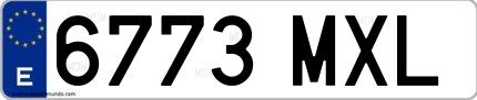 Ejemplo de matrícula española 6773 MXL