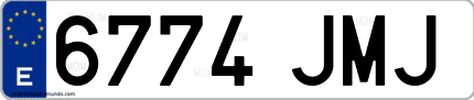 Ejemplo de matrícula de coche ordinaria 6774 JMJ