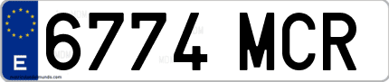 Ejemplo de matrícula de coche ordinaria 6774 MCR