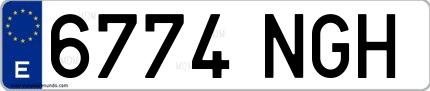 Ejemplo de matrícula española 6774 NGH