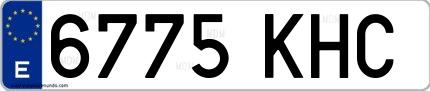 Ejemplo de matrícula española 6775 KHC