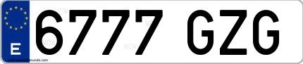 Ejemplo de matrícula española 6777 GZG