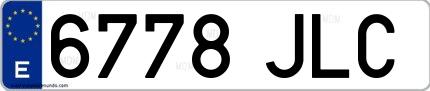 Ejemplo de matrícula española 6778 JLC