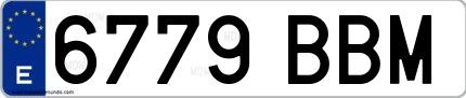 Ejemplo de matrícula española 6779 BBM