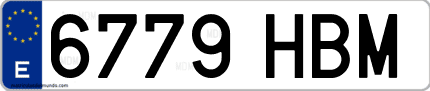 Ejemplo de matrícula de coche ordinaria 6779 HBM