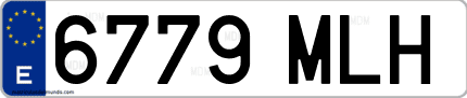 Ejemplo de matrícula de coche ordinaria 6779 MLH