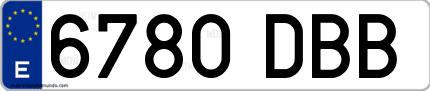 Ejemplo de matrícula de coche ordinaria 6780 DBB