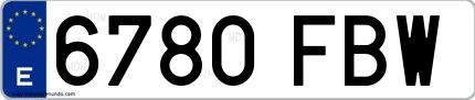 Ejemplo de matrícula española 6780 FBW