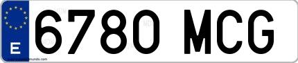 Ejemplo de matrícula española 6780 MCG